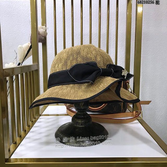 Dior女士帽子 迪奧褶皺蝴蝶結草帽 Dior遮陽帽  mm1005
